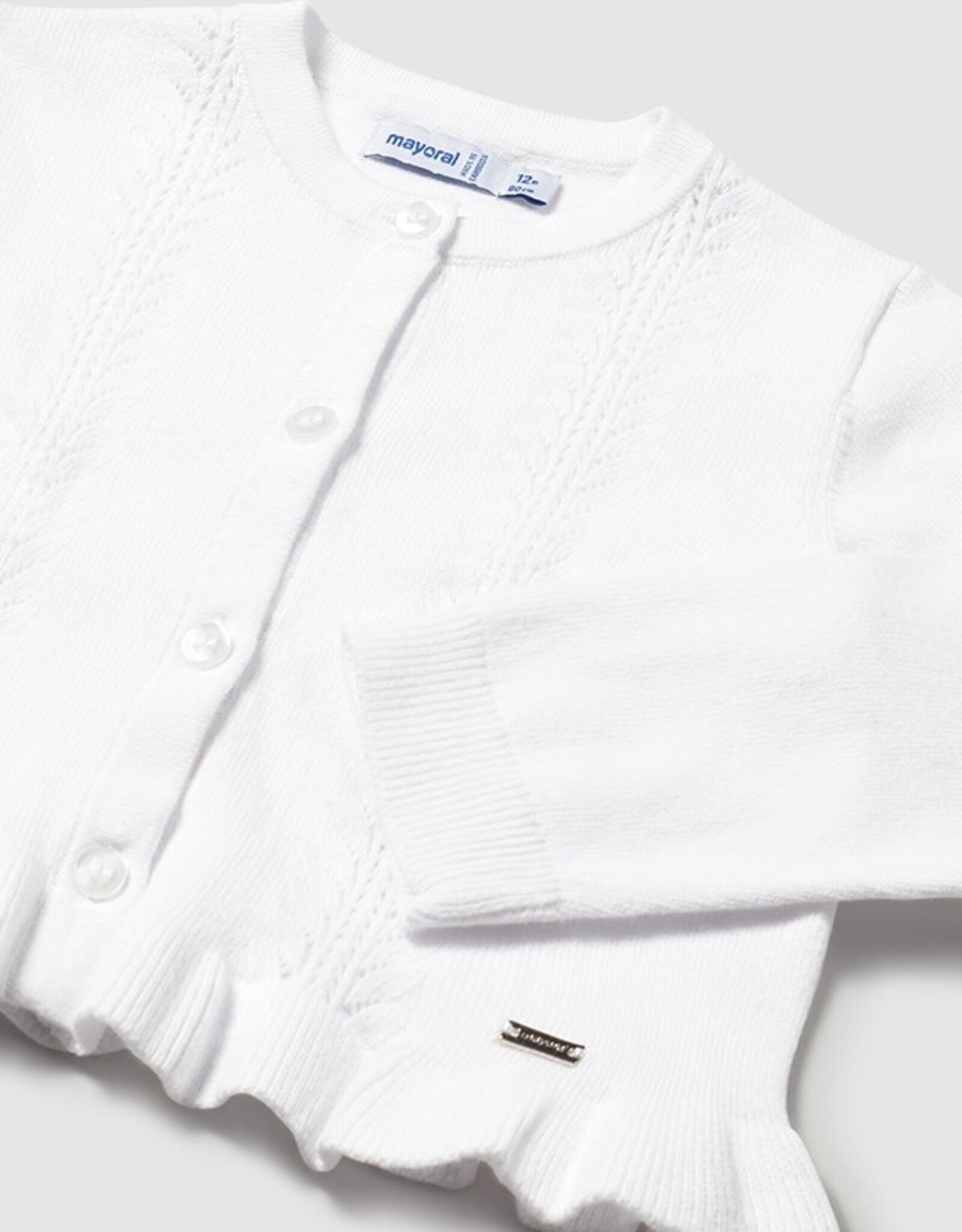 Mayoral White Knit Dressy Cardigan