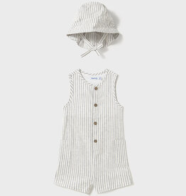 Mayoral Natural Stripe Dungaree w/Bucket Hat