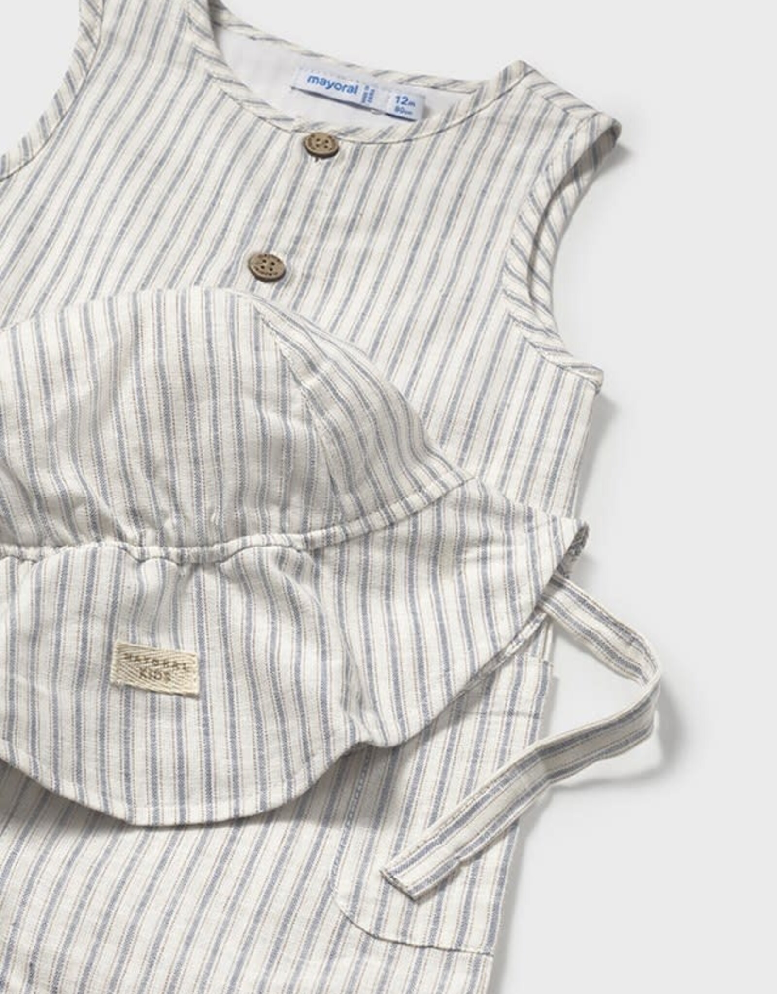 Mayoral Natural Stripe Dungaree w/Bucket Hat
