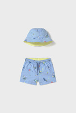 Mayoral Turtle Swim Shorts w/Bucket Hat