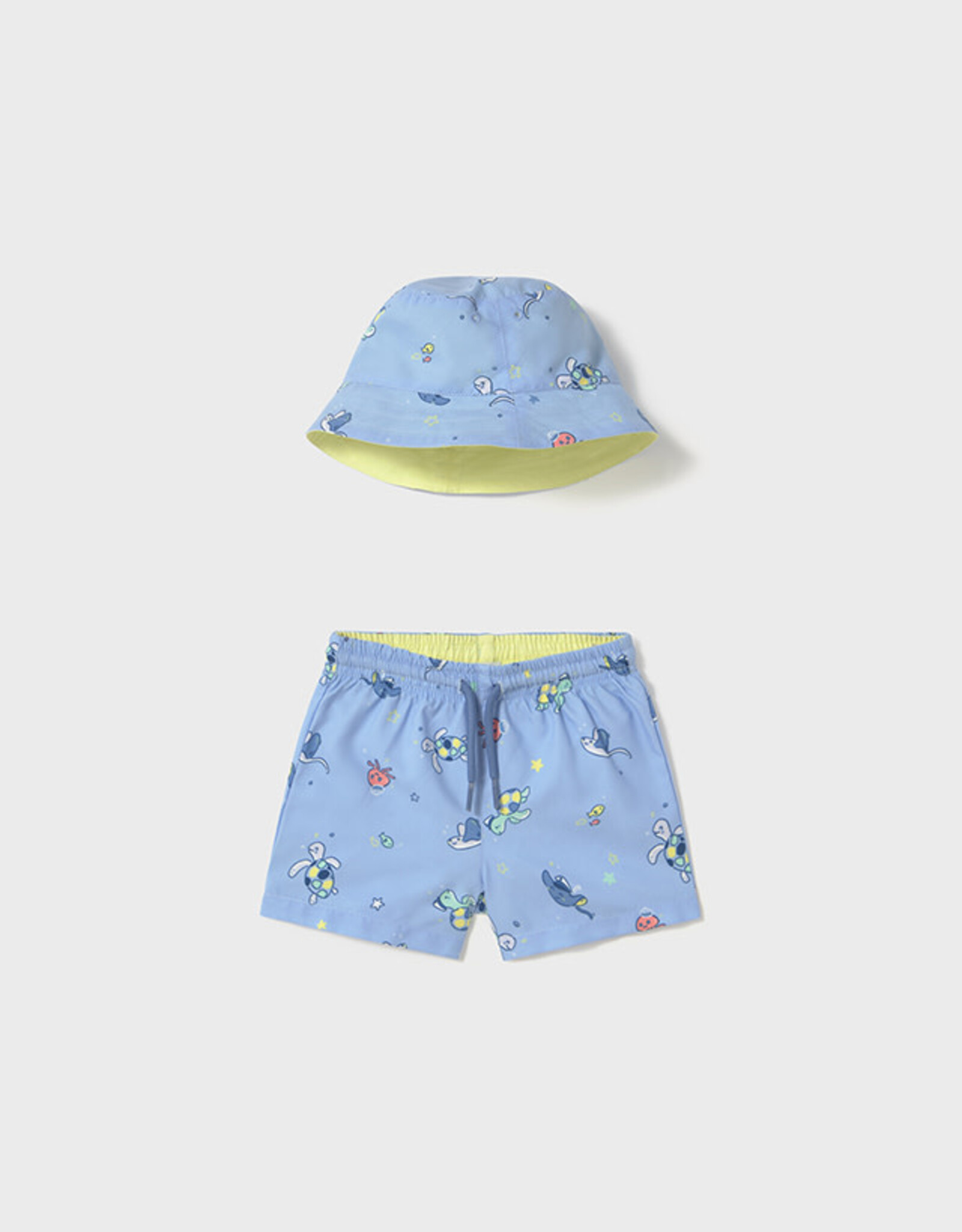 Mayoral Turtle Swim Shorts w/Bucket Hat