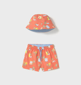 Mayoral Coral Tropics Swim Shorts w/Bucket Hat