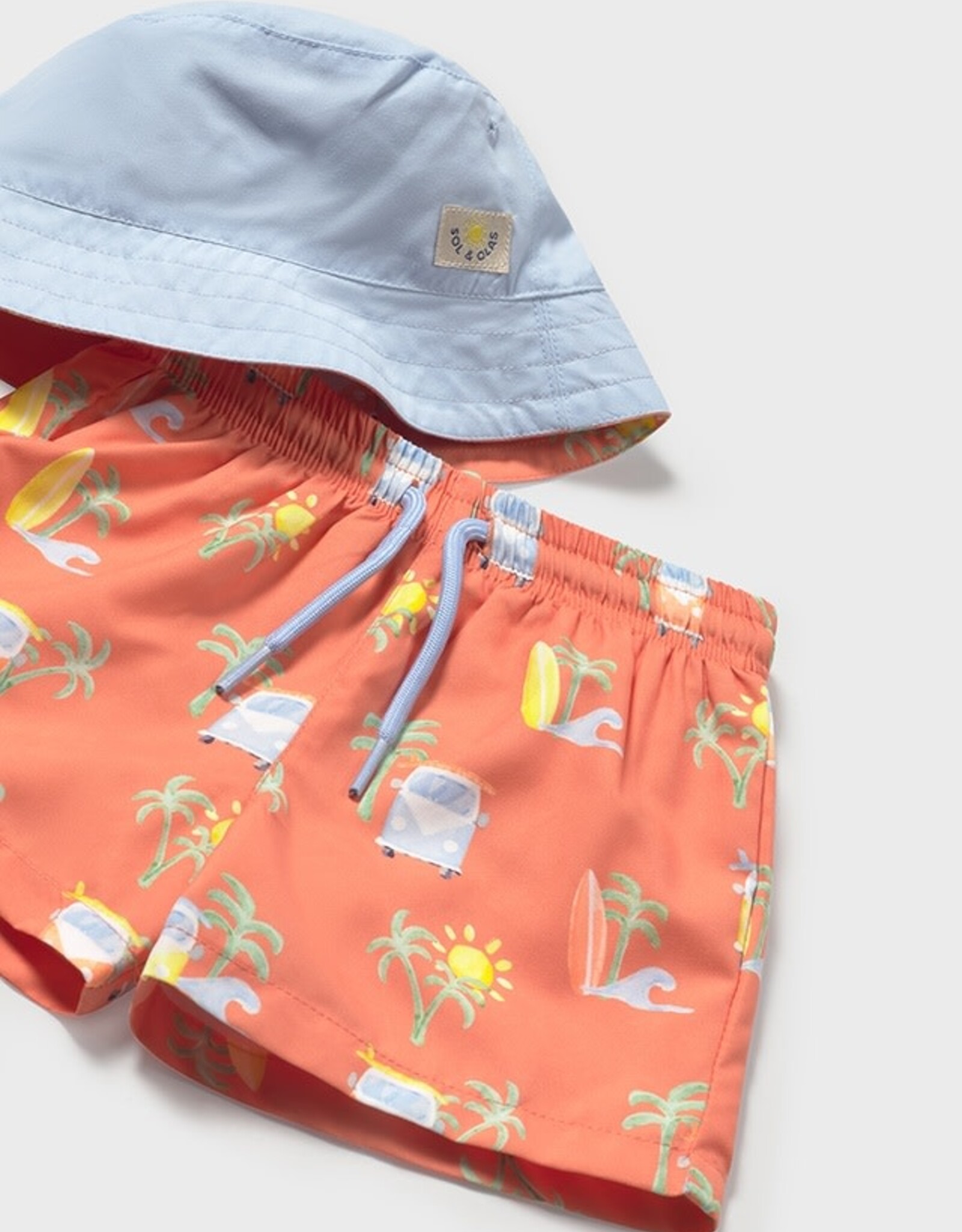 Mayoral Coral Tropics Swim Shorts w/Bucket Hat