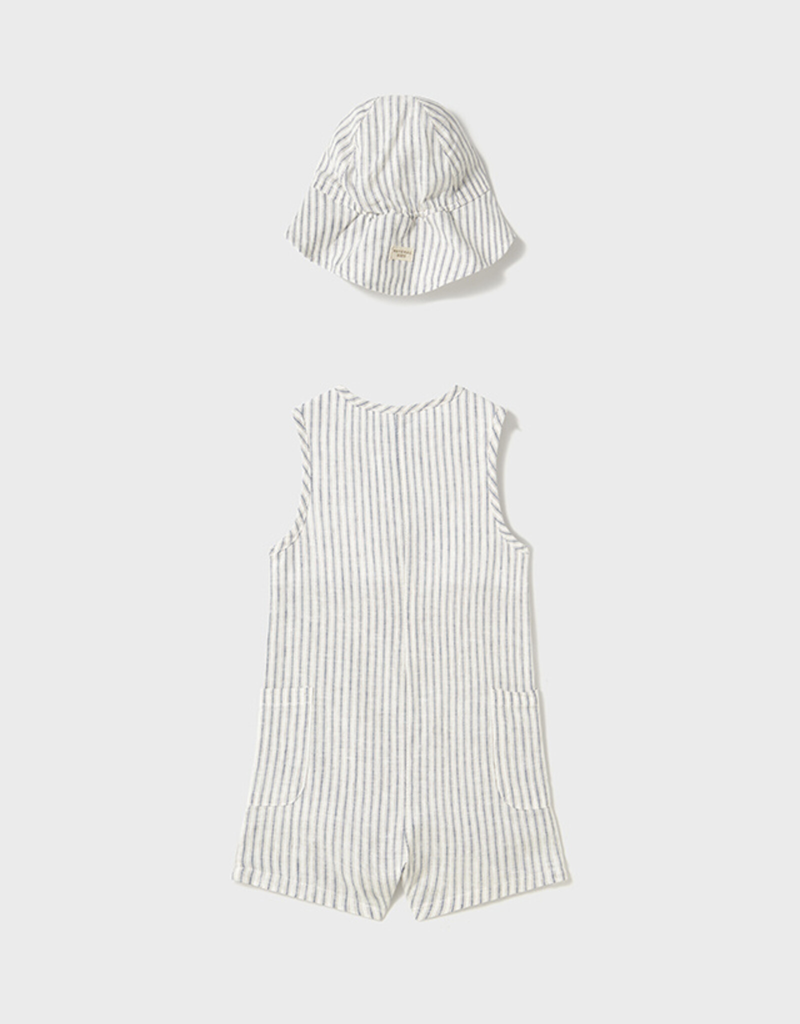 Mayoral Natural Stripe Dungaree w/Bucket Hat