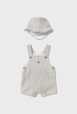 Mayoral Natural Stripe Overalls w/Hat