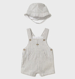 Mayoral Natural Stripe Overalls w/Hat