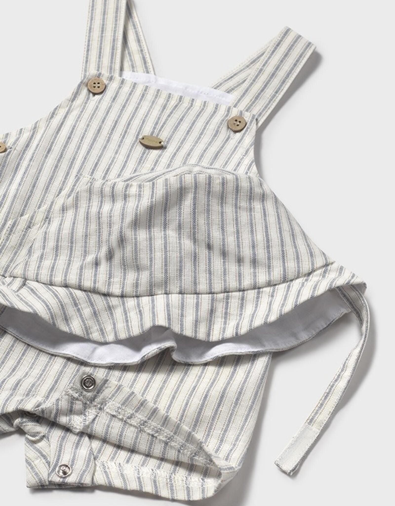 Mayoral Natural Stripe Overalls w/Hat