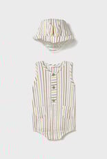 Mayoral Stripes Short Bodysuit w/Hat