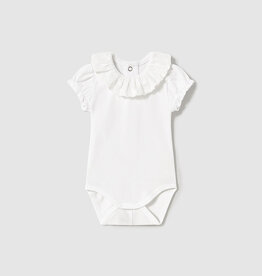 Mayoral White Mayoral Ruffle Collar Bodysuit