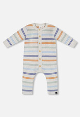 Deux Par Deux Oatmeal Striped Baby Knit Jumpsuit