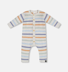 Deux Par Deux Oatmeal Striped Baby Knit Jumpsuit