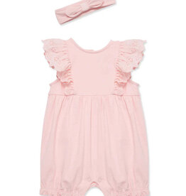 Little Me Rose Eyelet Romper & Headband