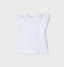 Mayoral White Short Sleeve Crochet t-shirt