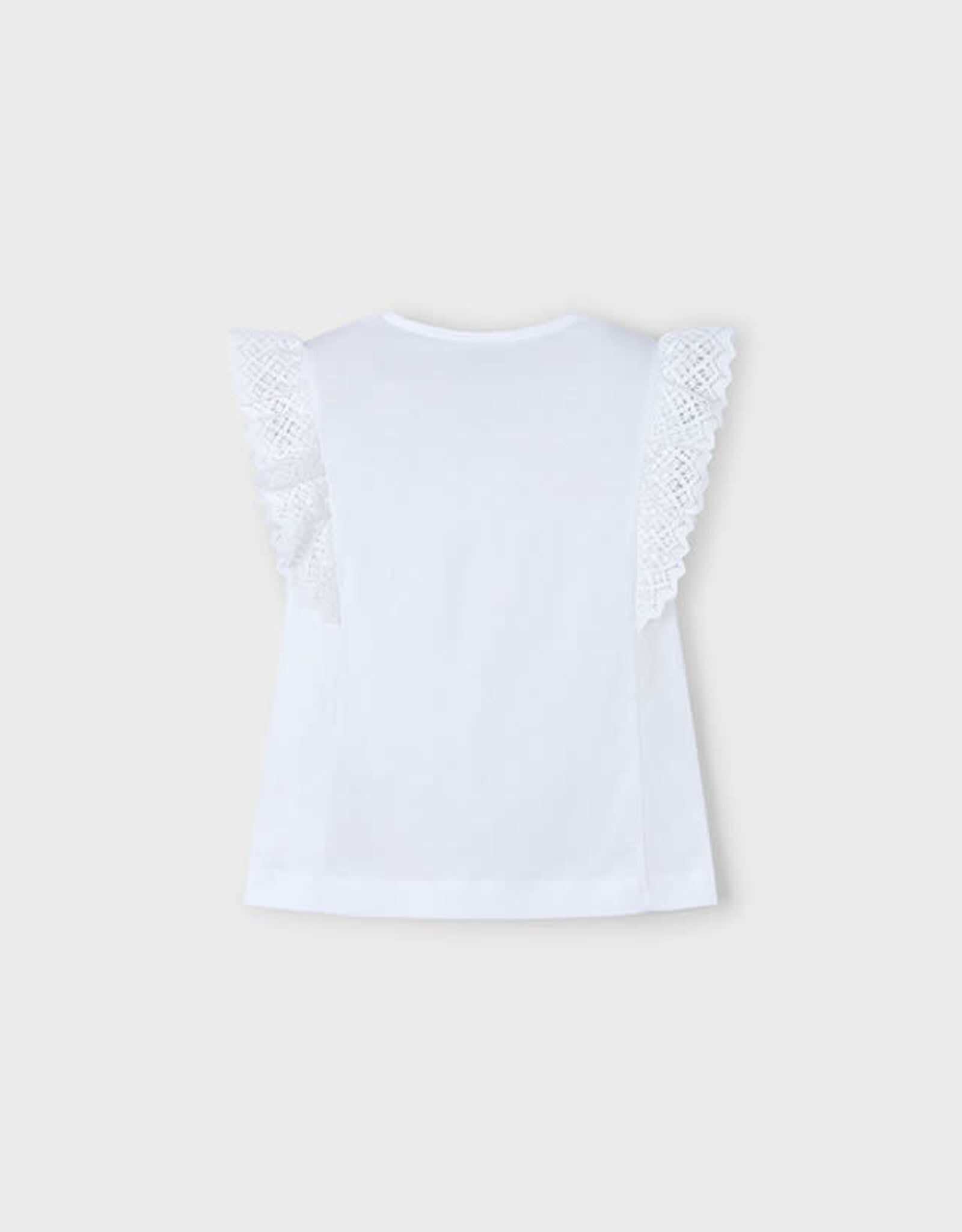Mayoral White Short Sleeve Crochet t-shirt