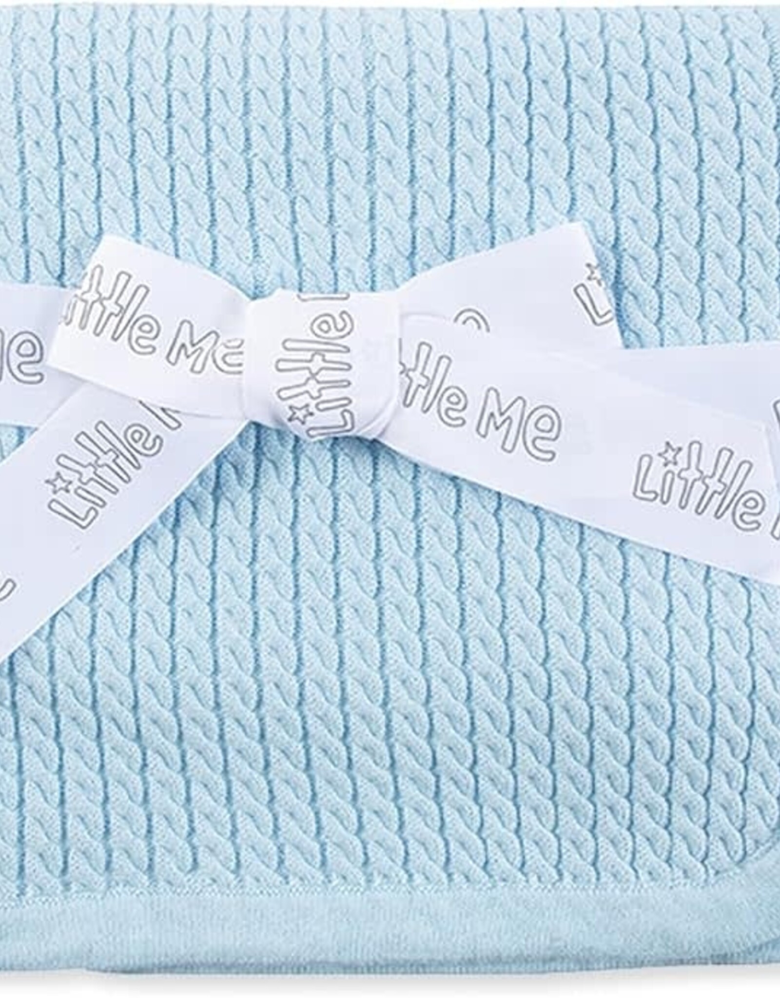 Little Me Blue Cable Knit Blanket