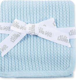 Little Me Blue Cable Knit Blanket