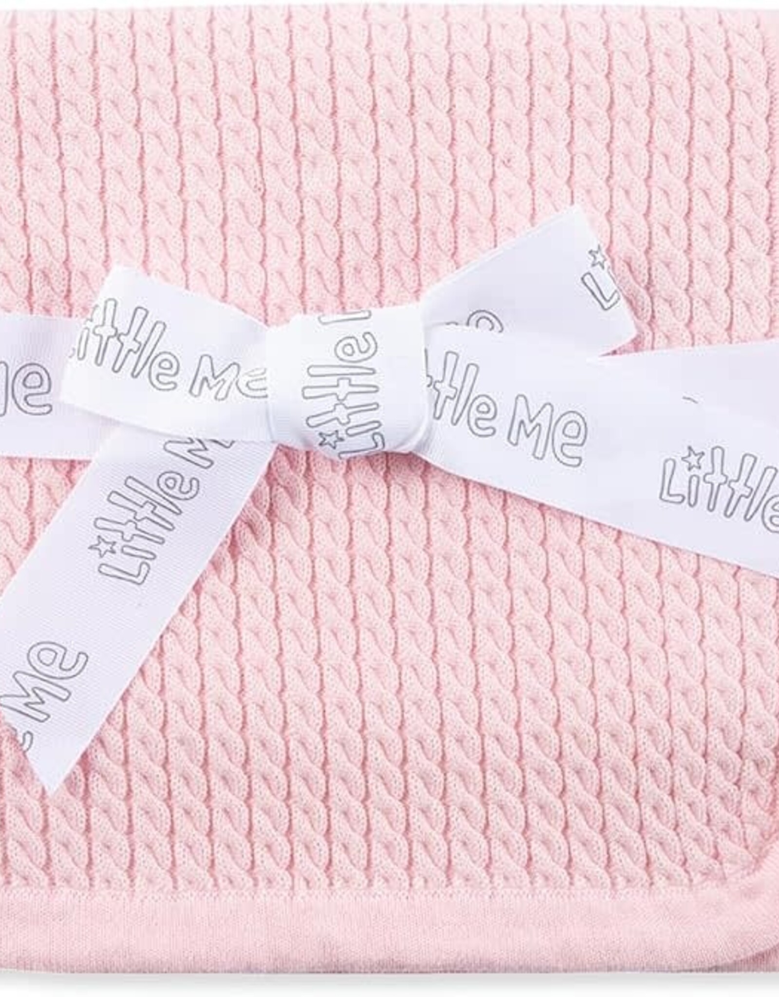 Little Me Pink Cable Knit Blanket
