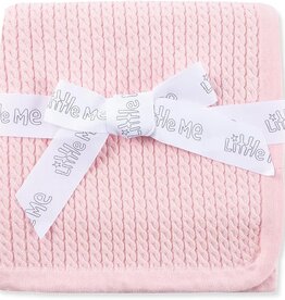 Little Me Pink Cable Knit Blanket