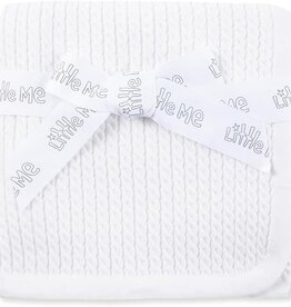 Little Me White Cable Knit Blanket