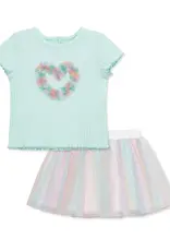 Little Me Rainbow Heart Skort Set
