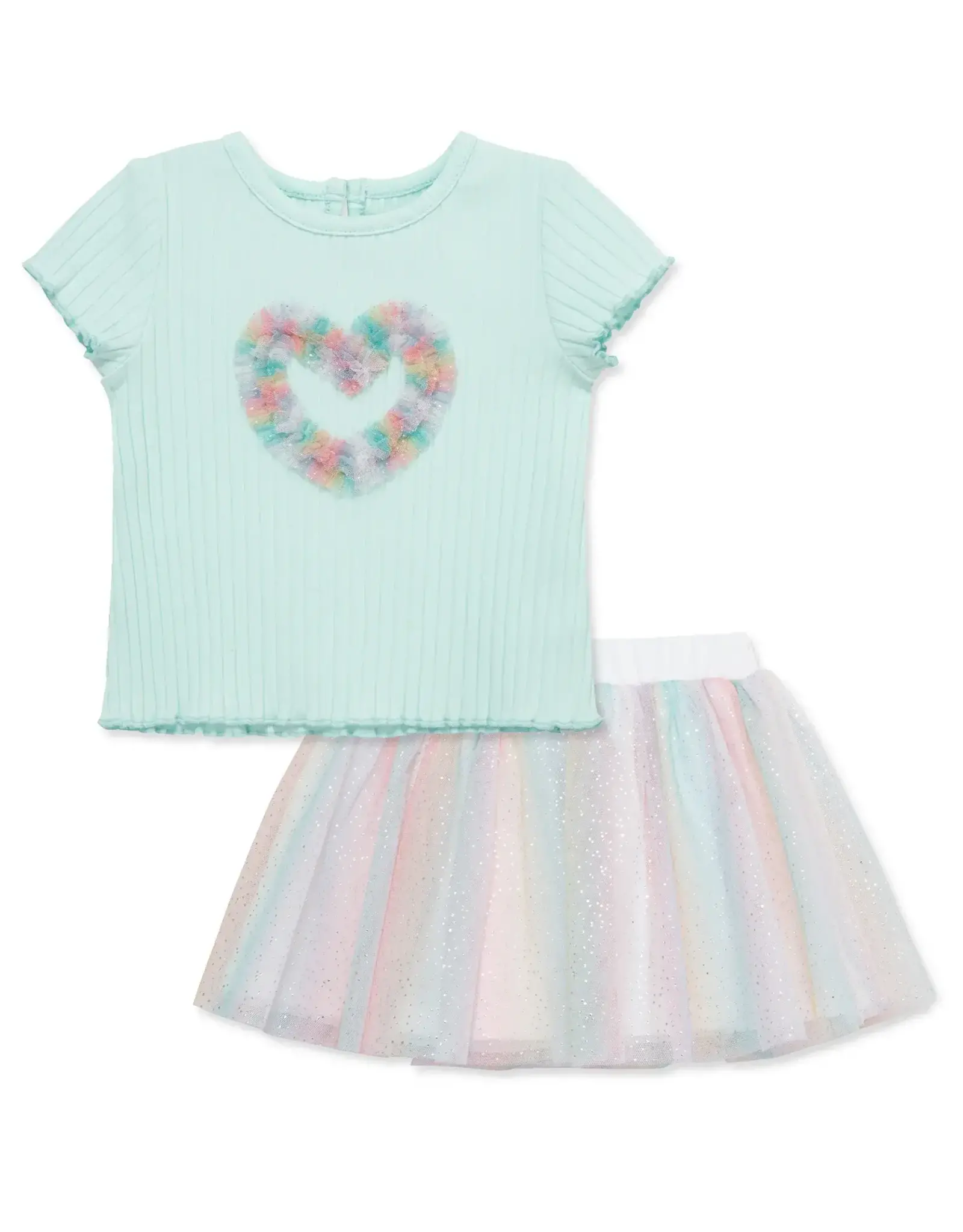 Little Me Rainbow Heart Skort Set