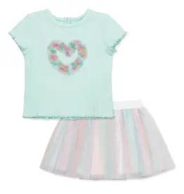 Little Me Rainbow Heart Skort Set