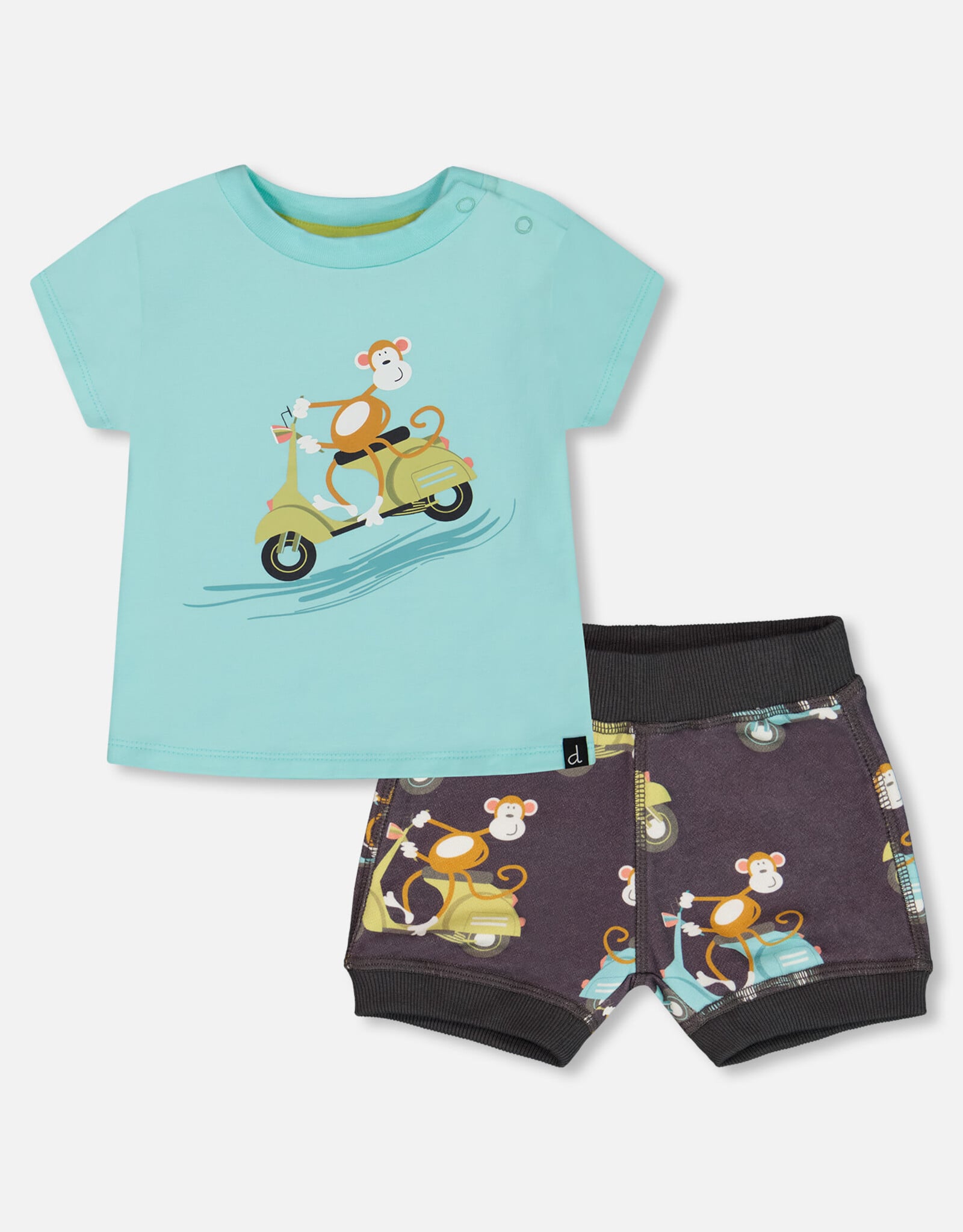 Deux Par Deux Monkey on Vespa Top and Short Set