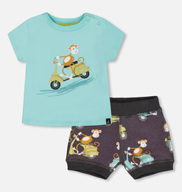 Deux Par Deux Monkey on Vespa Top and Short Set