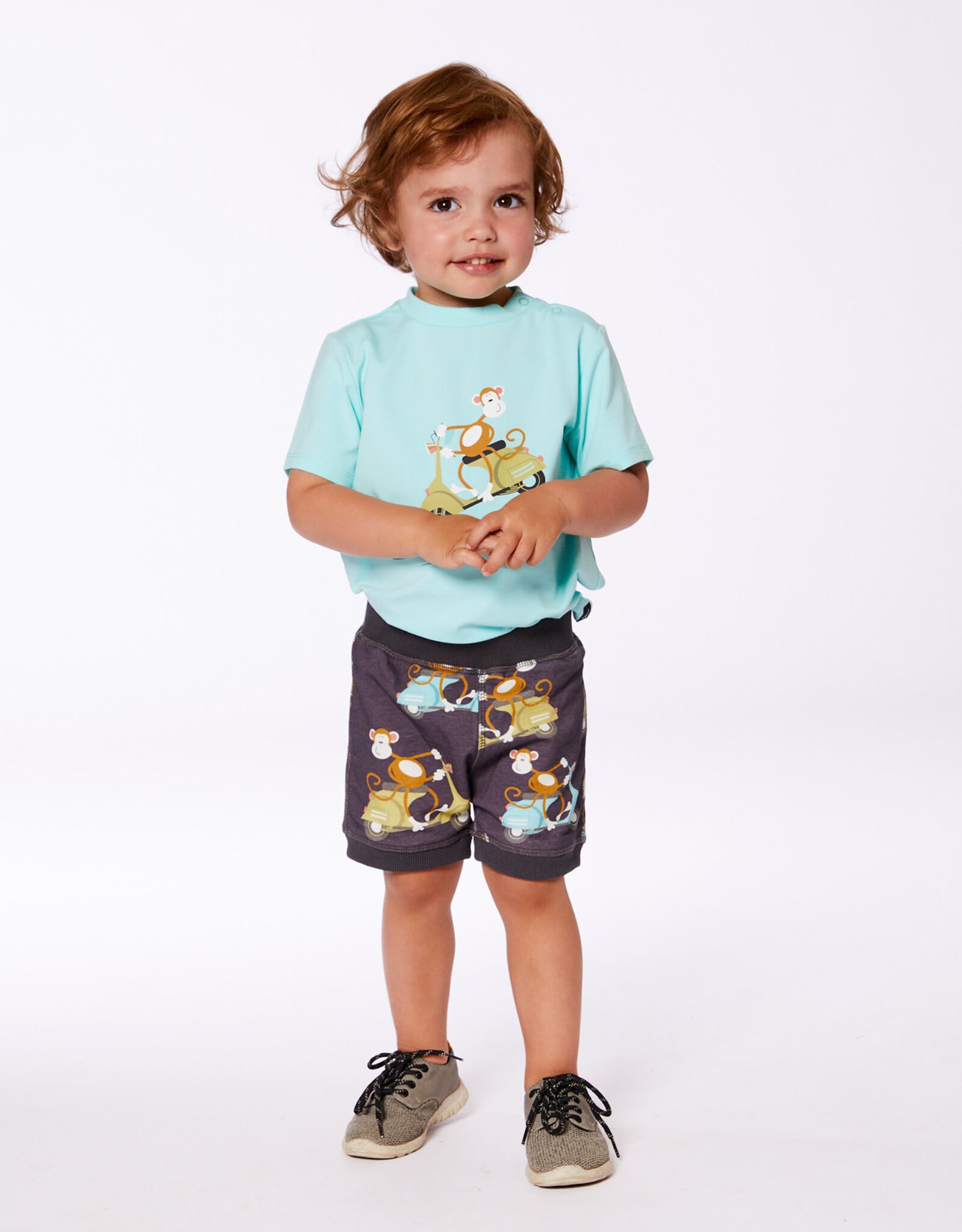 Deux Par Deux Monkey on Vespa Top and Short Set