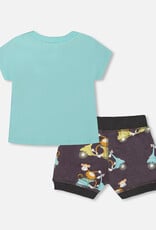 Deux Par Deux Monkey on Vespa Top and Short Set