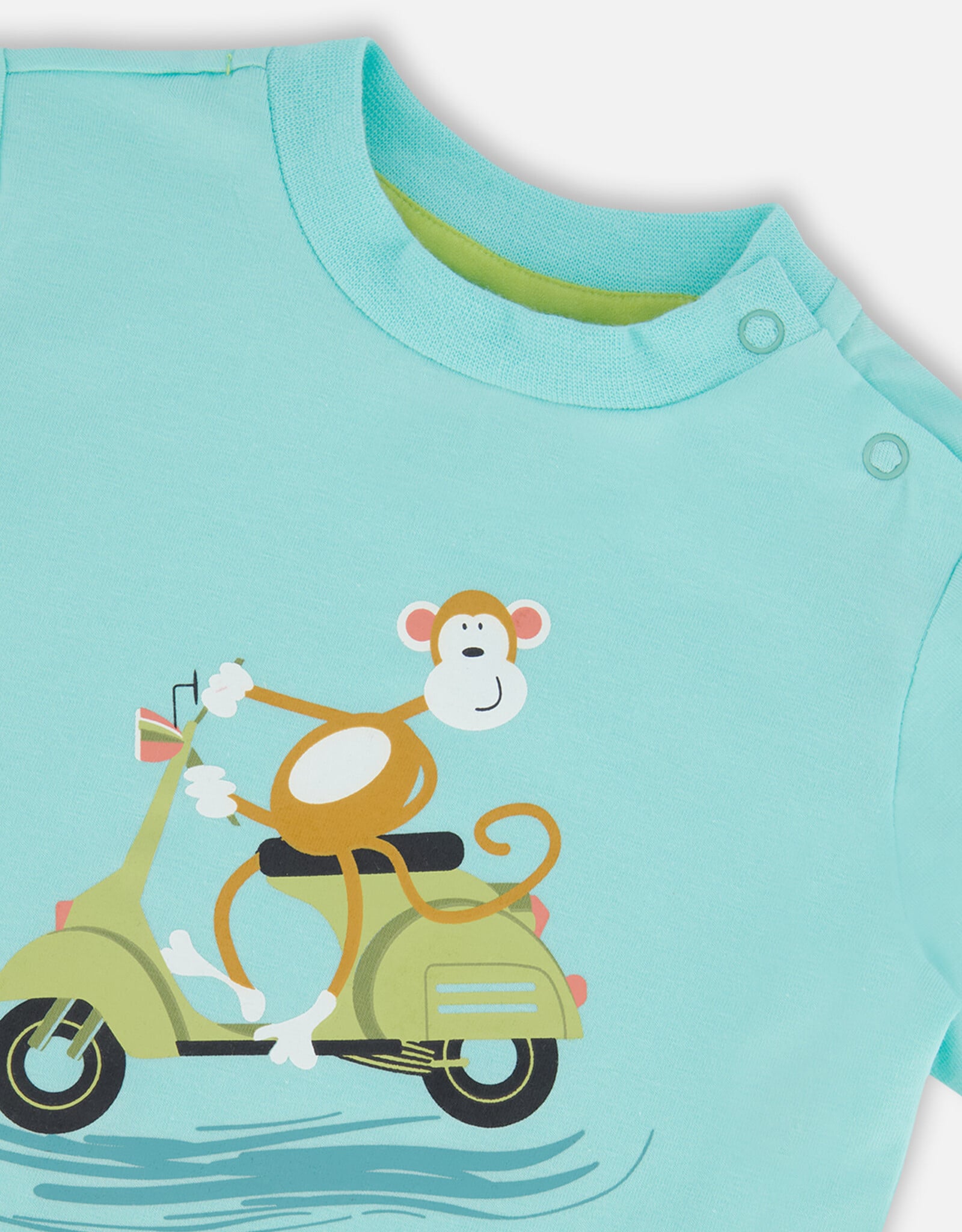 Deux Par Deux Monkey on Vespa Top and Short Set
