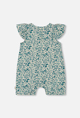 Deux Par Deux Ditsy Blue Printed Romper