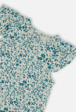 Deux Par Deux Ditsy Blue Printed Romper