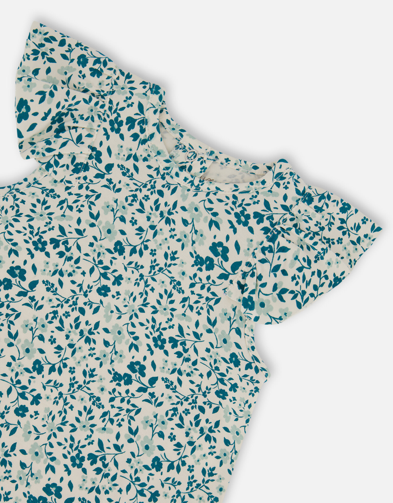 Deux Par Deux Ditsy Blue Printed Romper