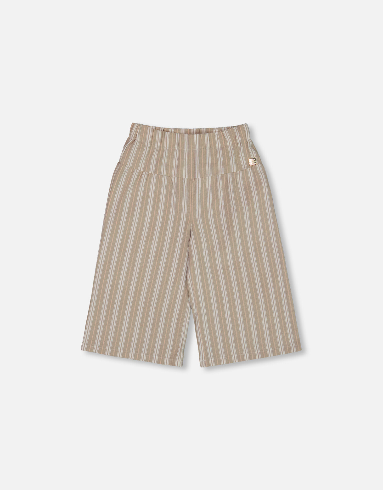 Deux Par Deux Stripes Wide Leg Capri Linen Pant