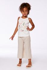 Deux Par Deux Stripes Wide Leg Capri Linen Pant