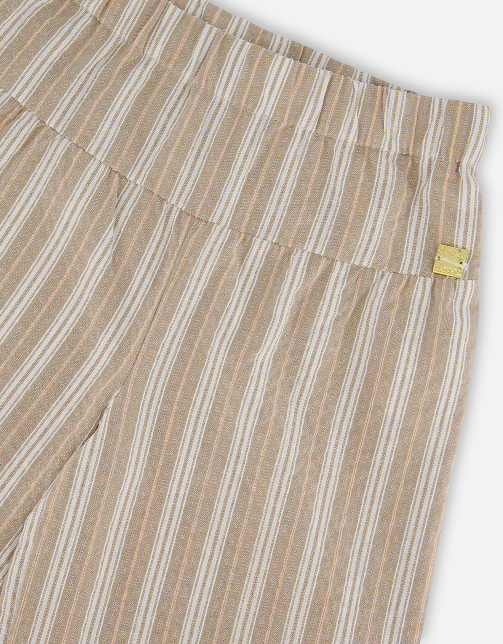 Deux Par Deux Stripes Wide Leg Capri Linen Pant