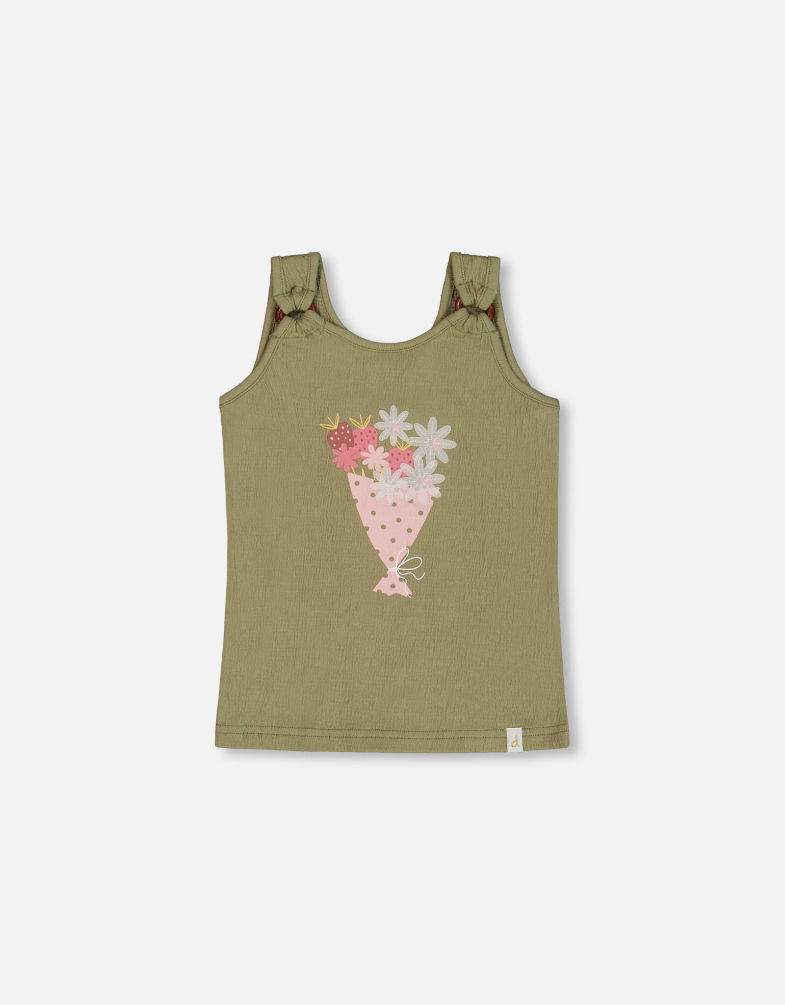 Deux Par Deux Oil Green Crinkle Top
