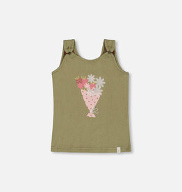 Deux Par Deux Oil Green Crinkle Top
