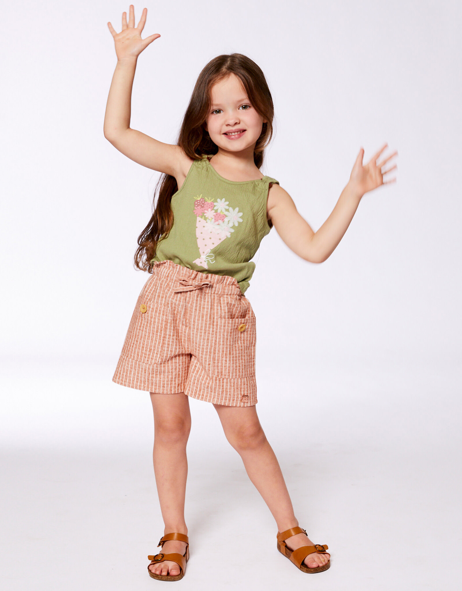 Deux Par Deux Oil Green Crinkle Top