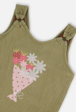 Deux Par Deux Oil Green Crinkle Top
