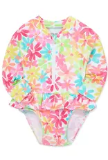 Little Me Multi Floral Rashguard Swimsuit