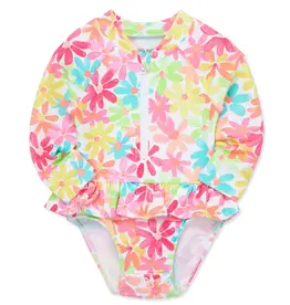 Little Me Multi Floral Rashguard Swimsuit