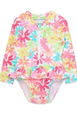 Little Me Multi Floral Rashguard Swimsuit