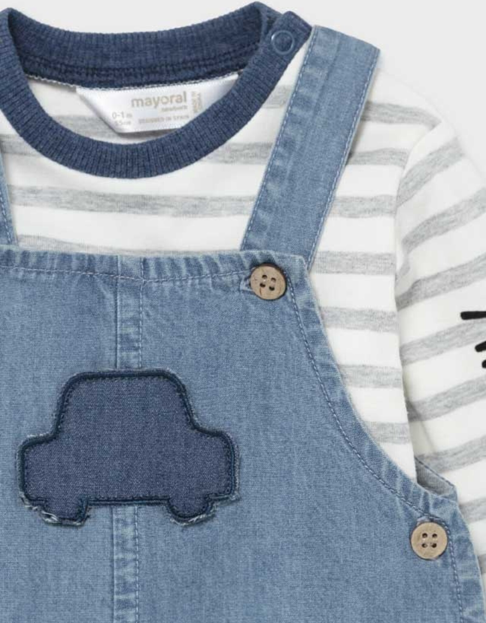 Mayoral Racecar Denim Dungaree and T-Shirt