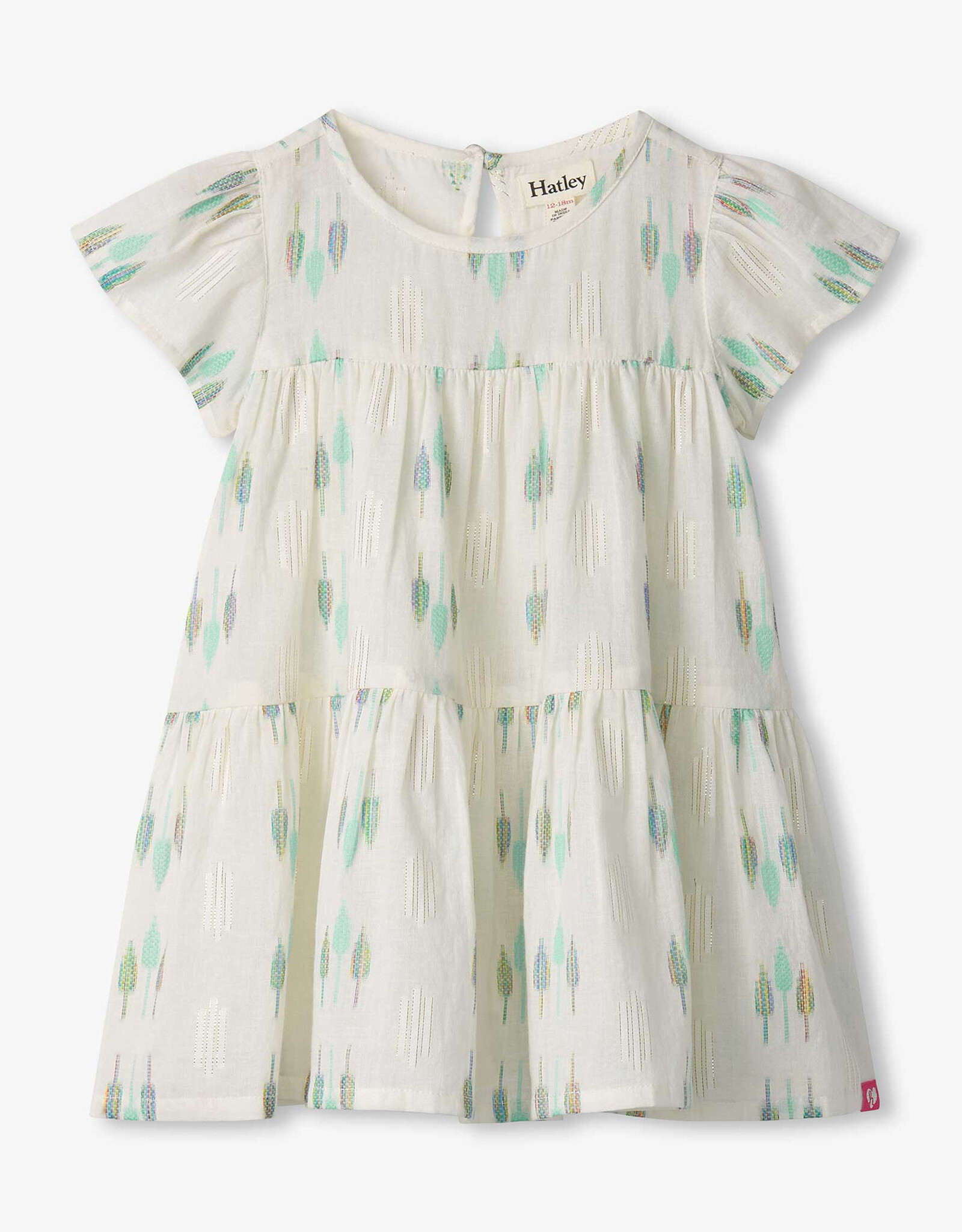 Hatley Blue Feather Ikat Woven Cake Puff Dress