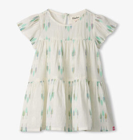 Hatley Blue Feather Ikat Woven Cake Puff Dress