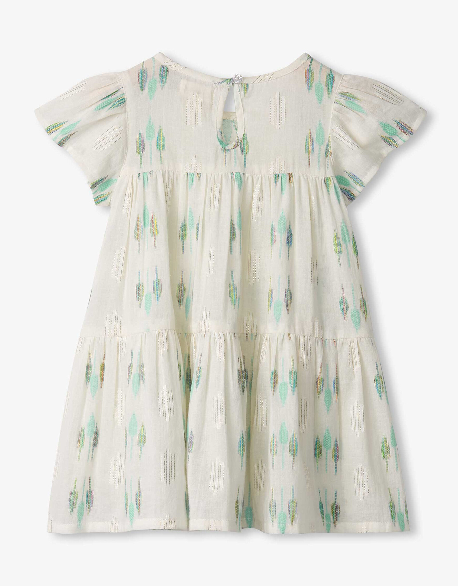 Hatley Blue Feather Ikat Woven Cake Puff Dress