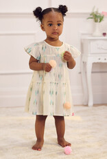 Hatley Blue Feather Ikat Woven Cake Puff Dress