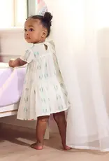 Hatley Blue Feather Ikat Woven Cake Puff Dress
